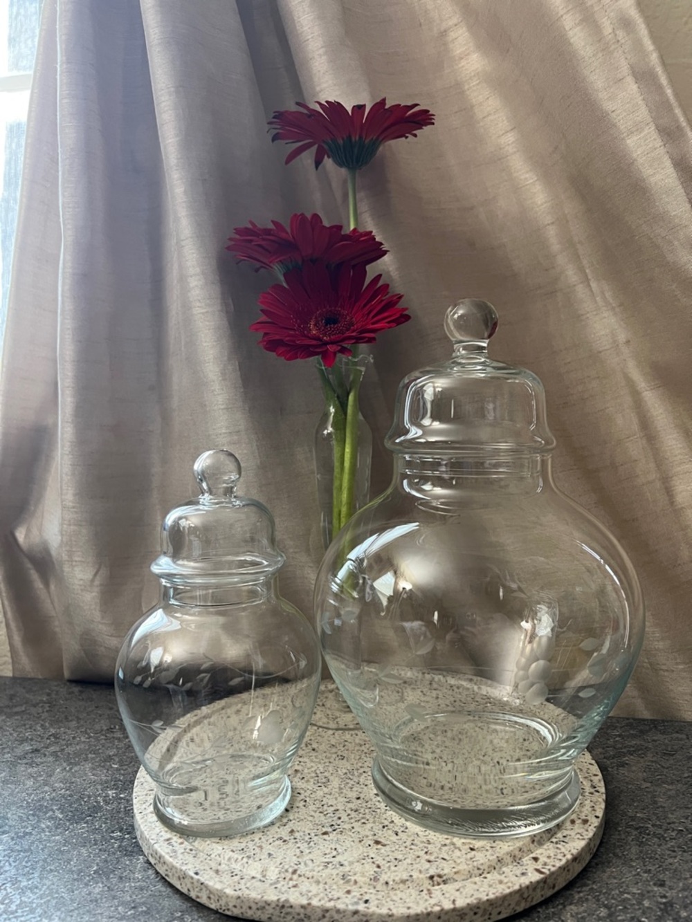 Princess house heritage ginger jar set small and large apothecary